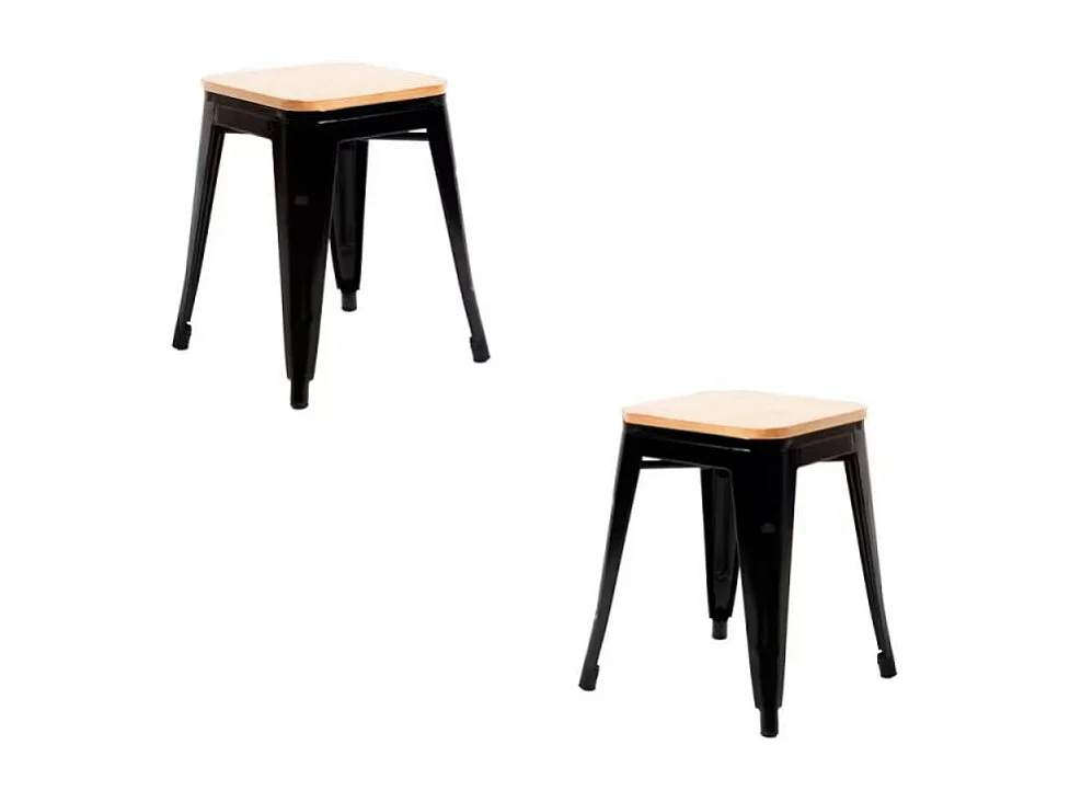Packs Taburetes Pequeños - Pack 2 Taburetes Torix Pequeños Madera Natural - Negro