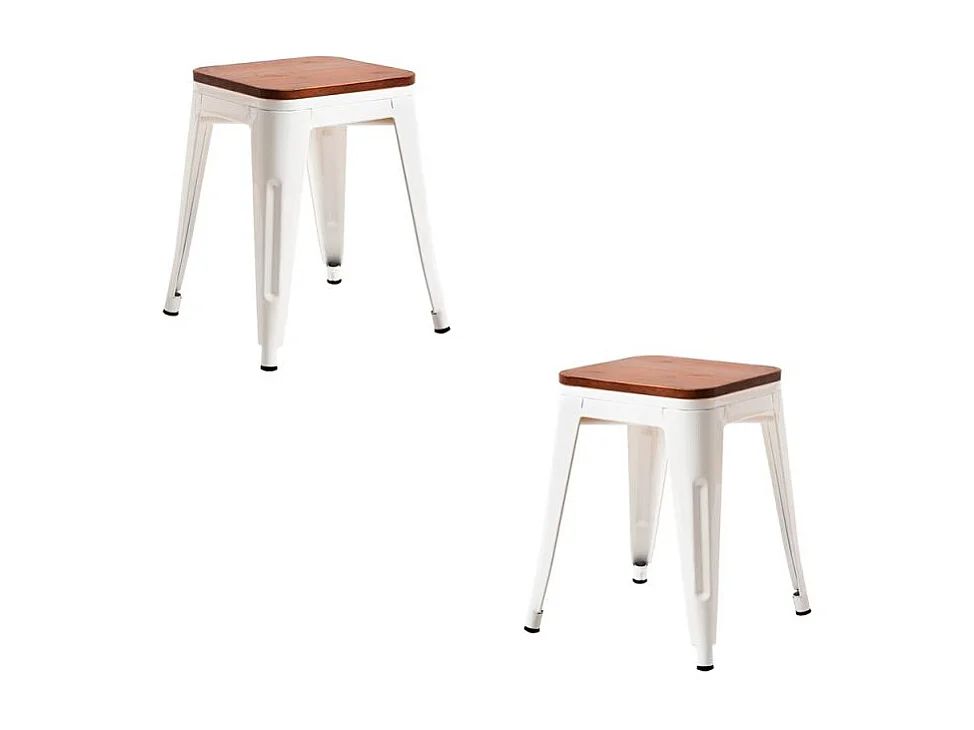 Packs Taburetes Pequeños - Pack 2 Taburetes Torix Pequeños Madera Natural - Blanco