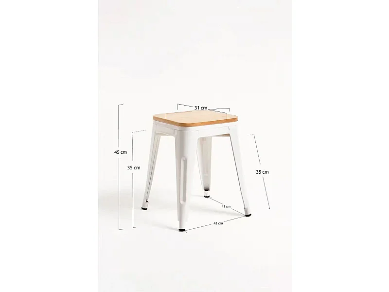 Packs Taburetes Pequeños - Pack 2 Taburetes Torix Pequeños Madera Natural - Blanco