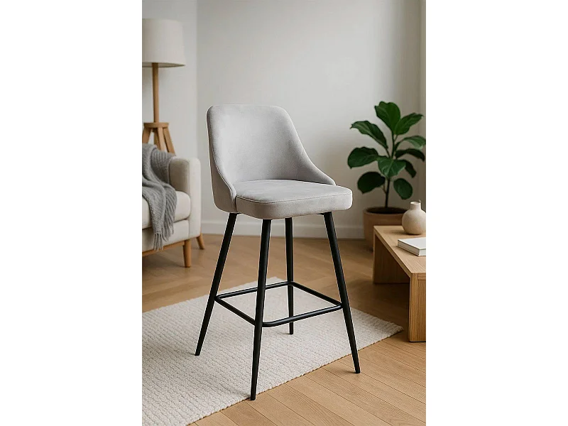 Taburetes Cocina - Taburete Donte Terciopelo - Gris