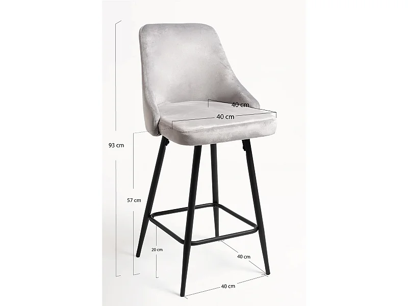 Taburetes Cocina - Taburete Donte Terciopelo - Gris