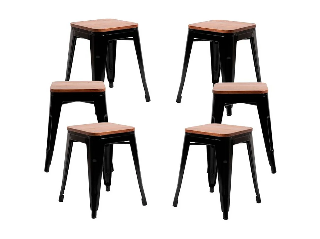Packs Taburetes Pequeños - Pack 6 Taburetes Torix Pequeños Madera Natural - Negro