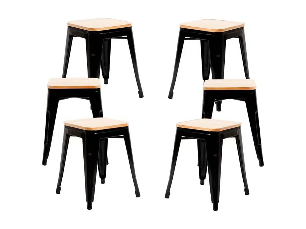 Packs Taburetes Pequeños - Pack 6 Taburetes Torix Pequeños Madera Natural - Negro