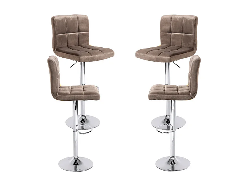 Lote de 4 Taburetes Casper Terciopelo - Gris claro