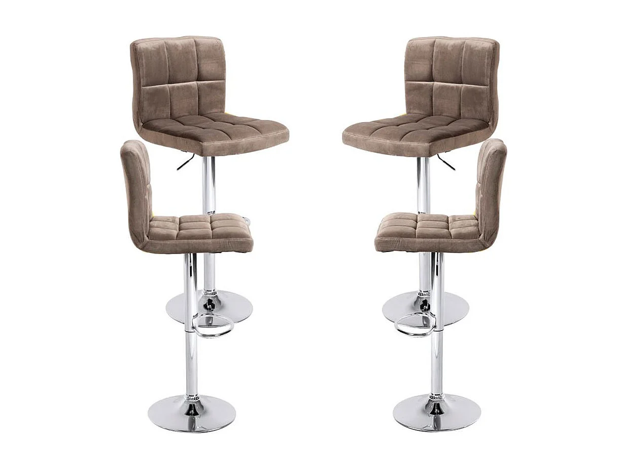 Lote de 4 Taburetes Casper Terciopelo - Gris claro