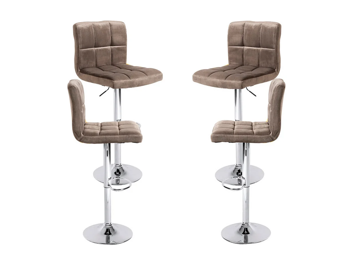 Lote de 4 Taburetes Casper Terciopelo - Gris claro