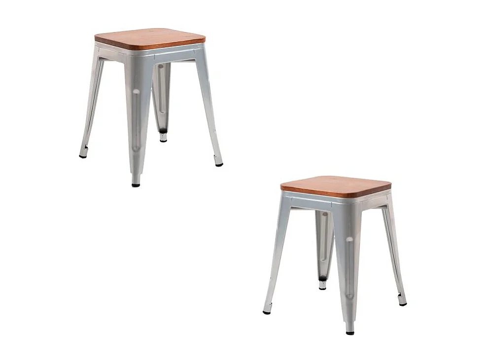 Packs Taburetes Pequeños - Pack 2 Taburetes Torix Pequeños Madera Natural - Gris metalizado
