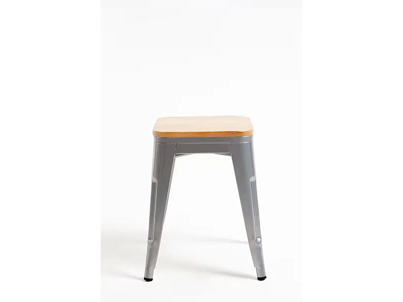 Packs Taburetes Pequeños - Pack 2 Taburetes Torix Pequeños Madera Natural - Gris metalizado