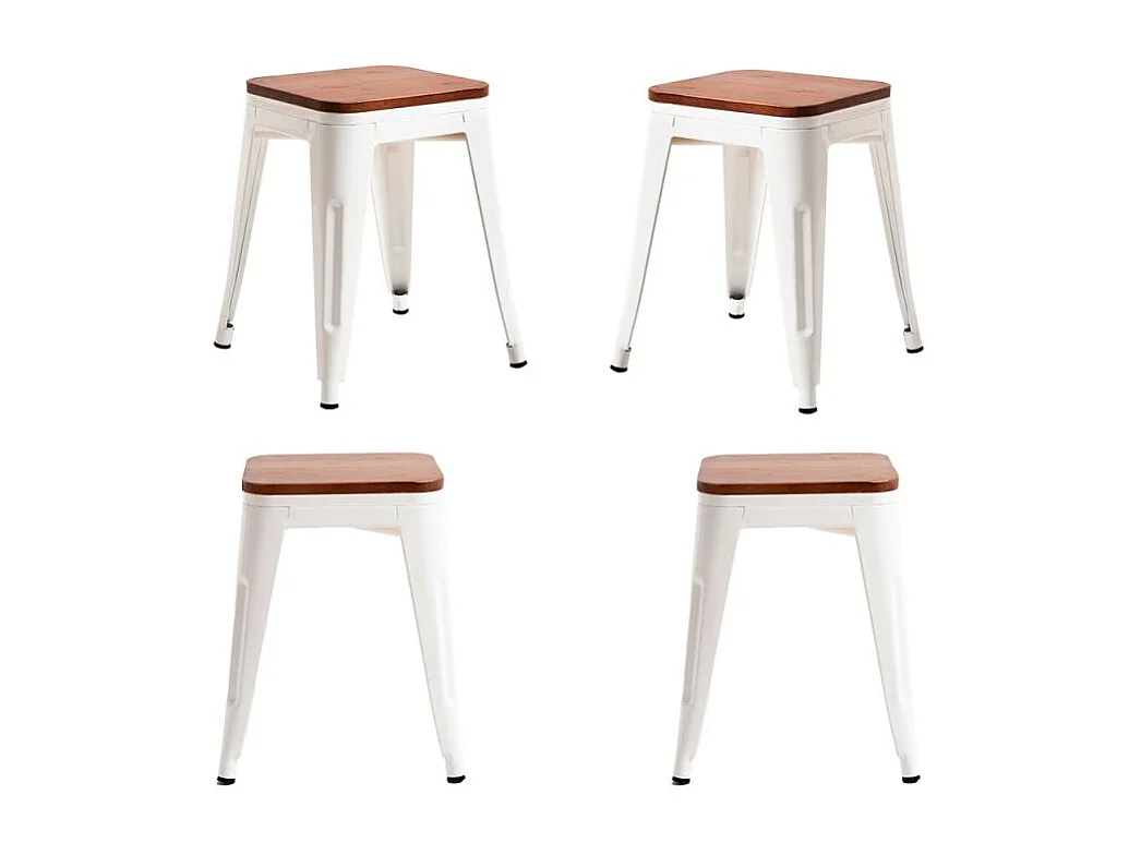 Packs Taburetes Pequeños - Pack 4 Taburetes Torix Pequeños Madera Natural - Blanco