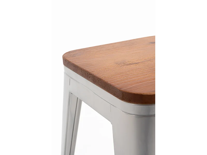 Packs Taburetes Pequeños - Pack 4 Taburetes Torix Pequeños Madera Natural - Gris metalizado