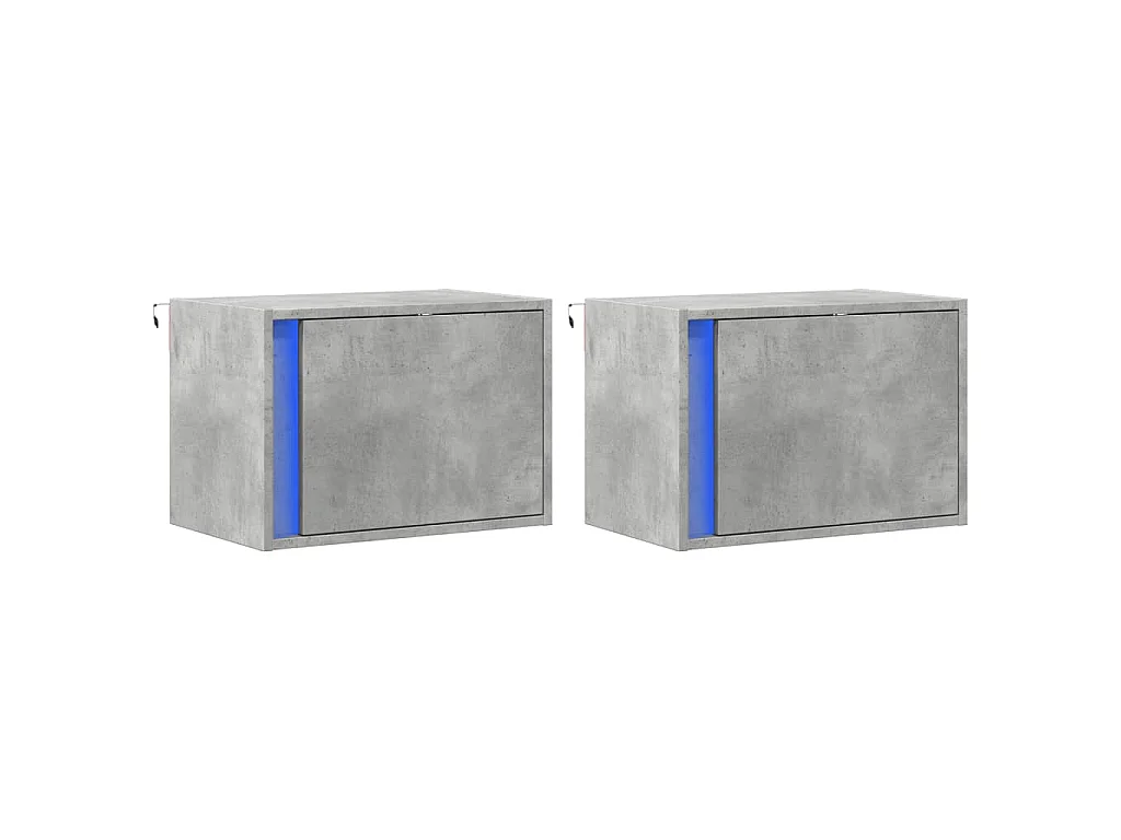 Wand-Nachttische mit LED-Leuchten 2 Stk. Betongrau