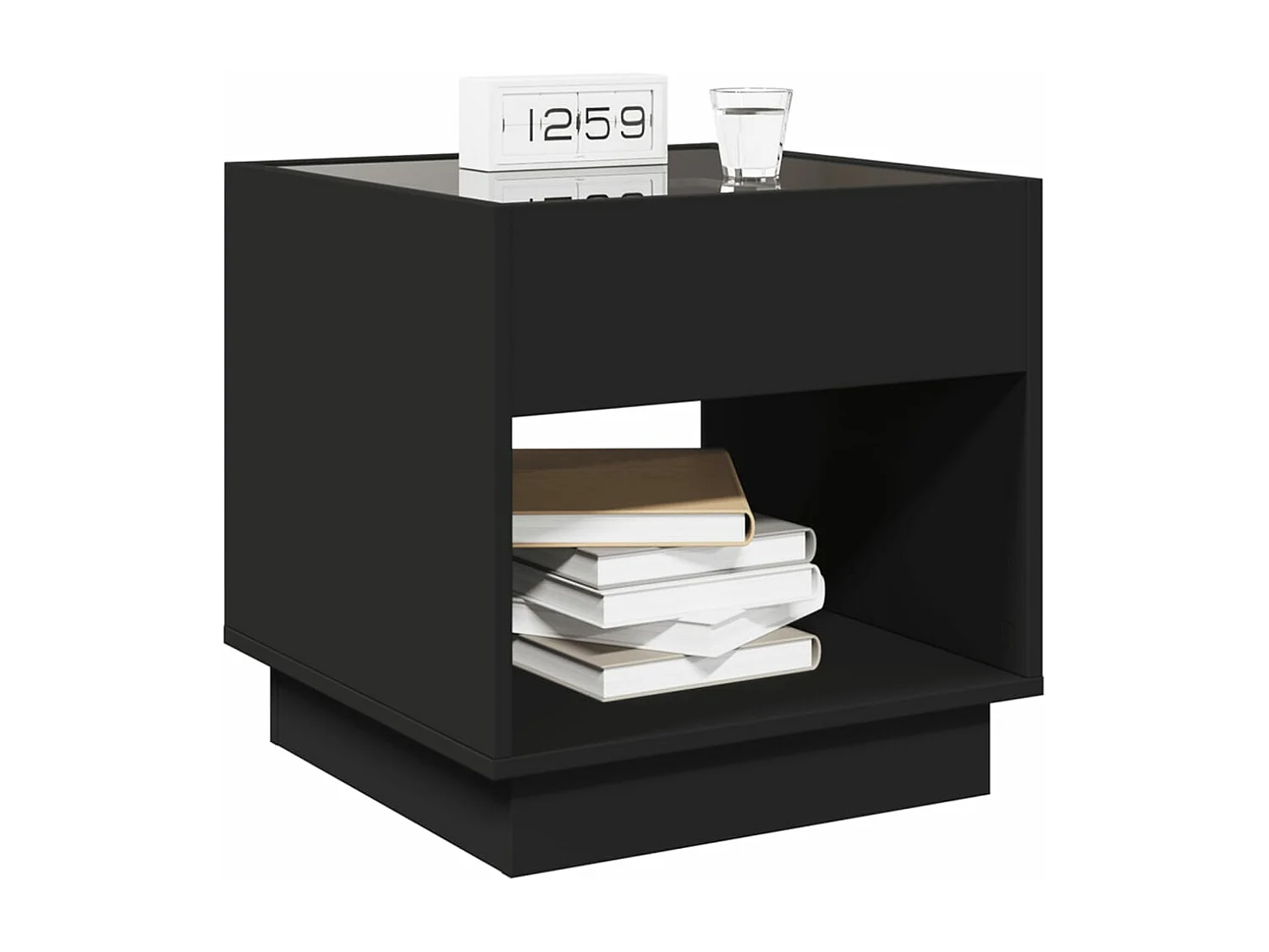 Mesa de cabeceira com luzes LED Infinity 50x50x50 cm preto