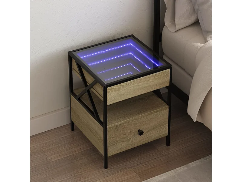 Nachttisch mit Infinity-LED Sonoma-Eiche 40x40x51 cm