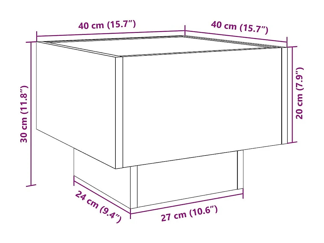 Nachttisch mit Infinity-LED Sonoma-Eiche 40x40x30 cm