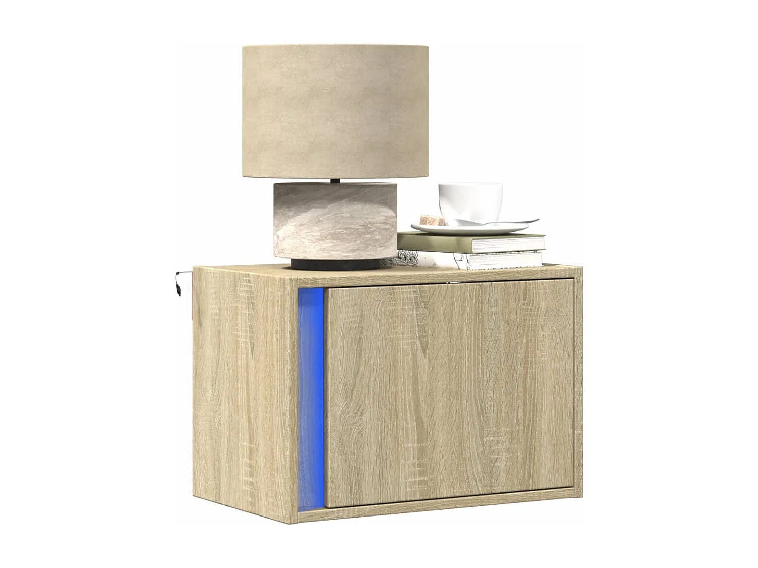 Tables de chevet murales avec lumières LED 2 pcs chêne sonoma