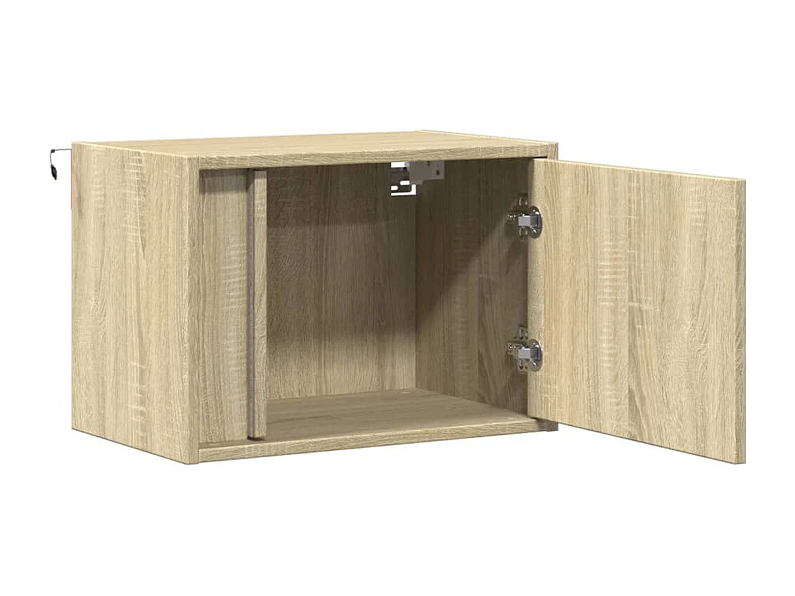 Tables de chevet murales avec lumières LED 2 pcs chêne sonoma