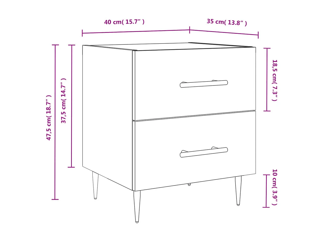 Table de chevet gris béton 40x35x47,5 cm bois d’ingénierie
