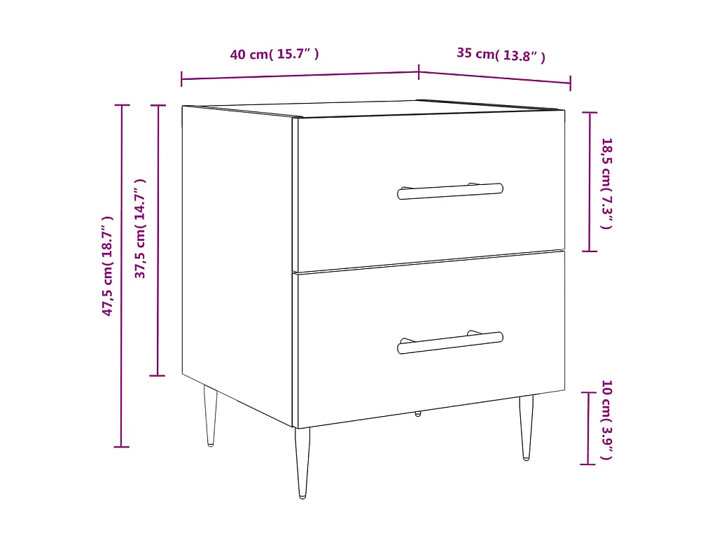 Nachttisch Betongrau 40x35x47,5 cm Holzwerkstoff