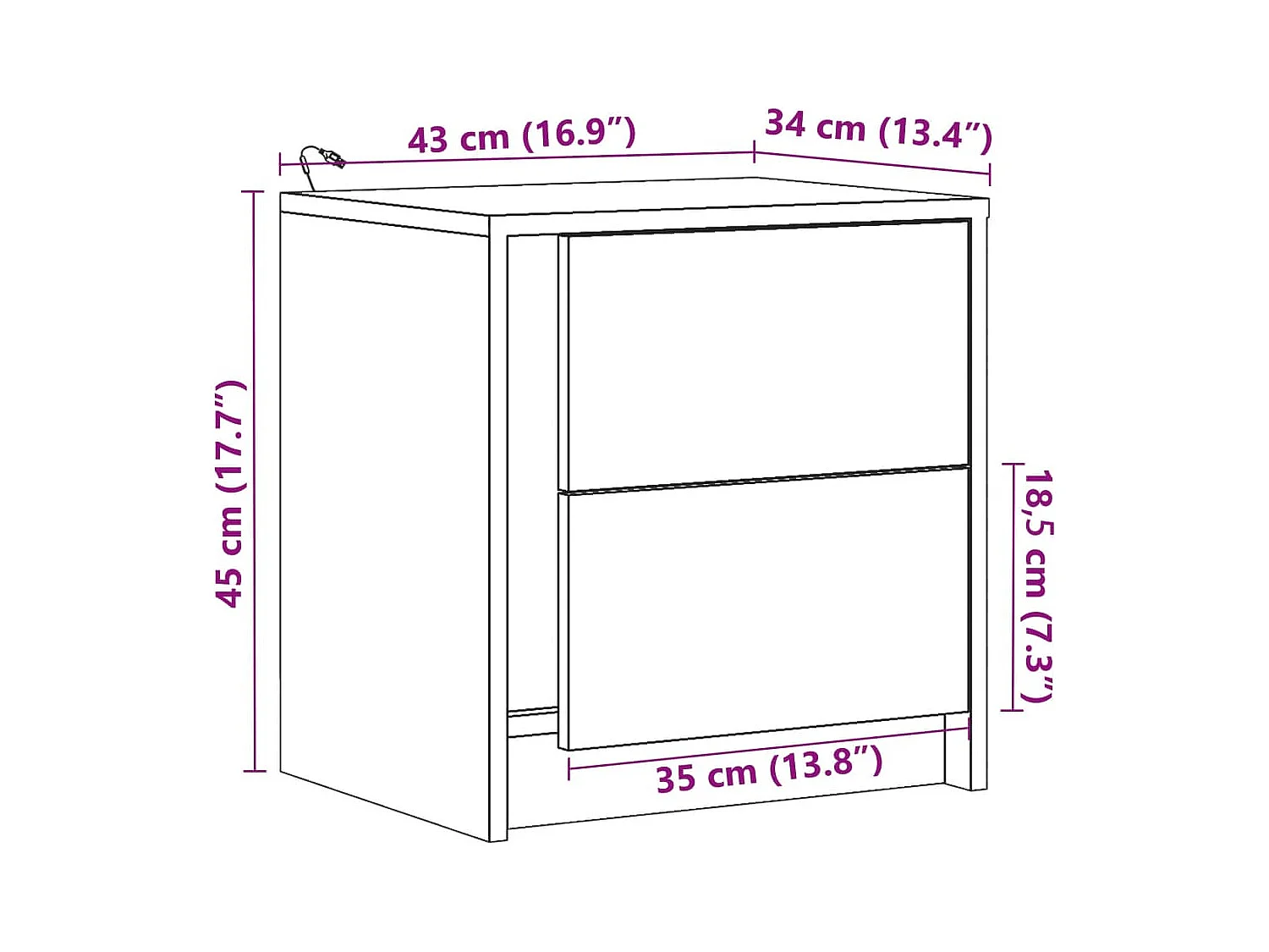 Armoires de chevet et lumières LED 2pcs blanc bois d'ingénierie