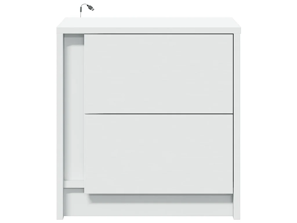 Armoires de chevet et lumières LED 2pcs blanc bois d'ingénierie