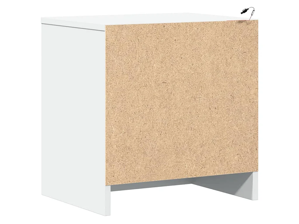 Armoires de chevet et lumières LED 2pcs blanc bois d'ingénierie