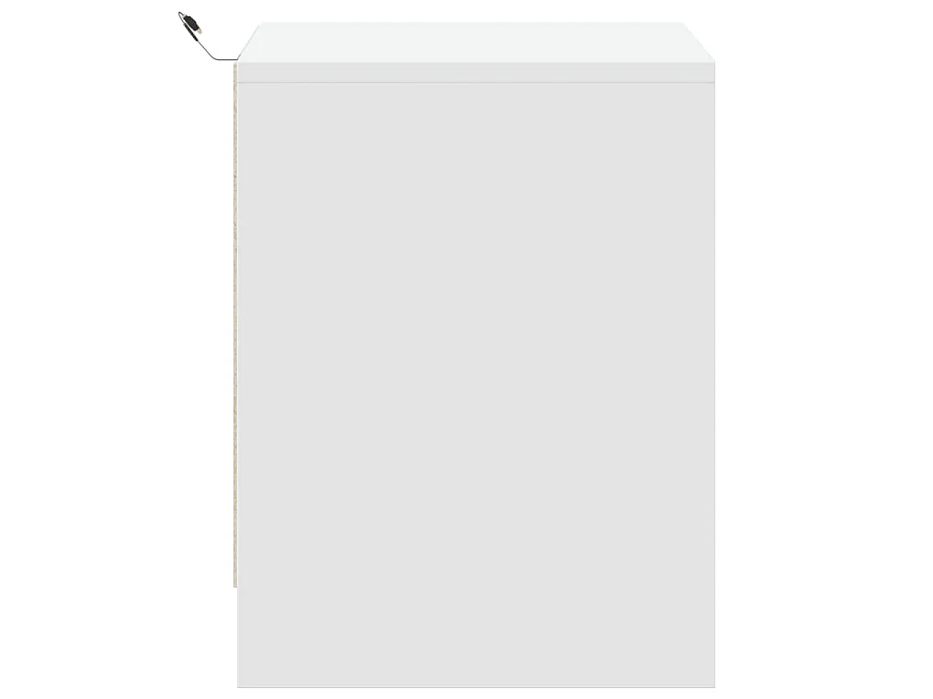 Armoires de chevet et lumières LED 2pcs blanc bois d'ingénierie