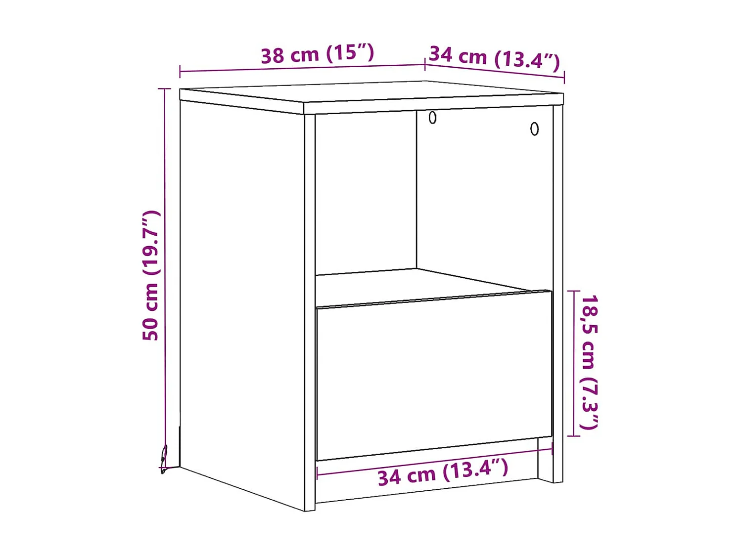 Armoires de chevet et lumières LED 2 pcs chêne fumé