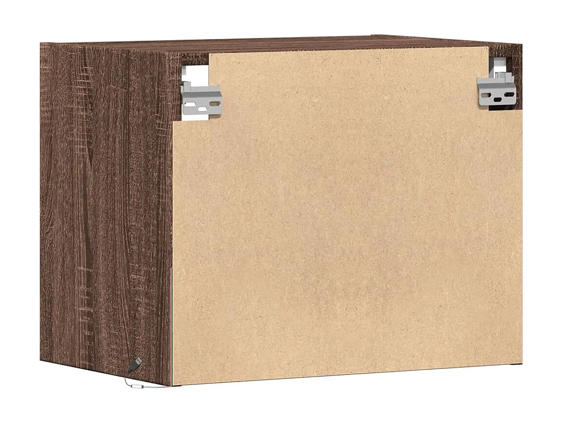 Table de chevet murale avec lumières LED chêne marron