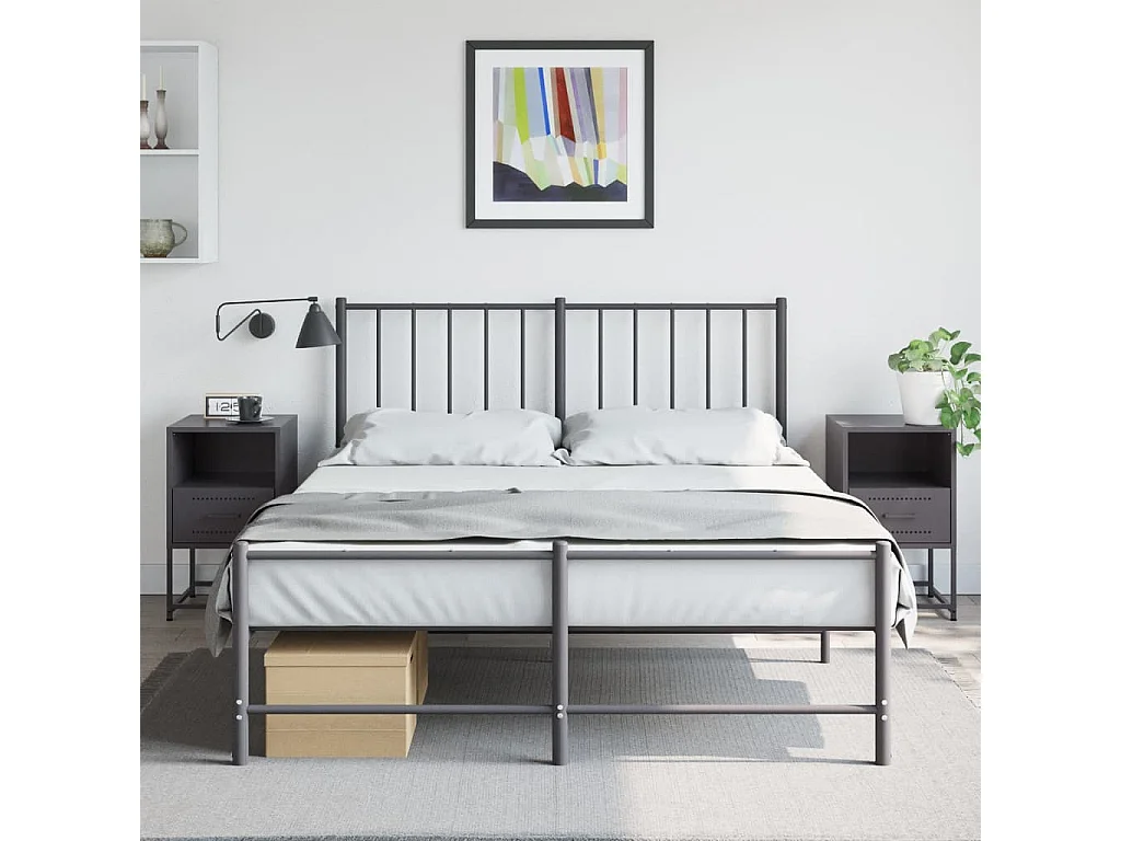 Nachttische 2 Stk. Schwarz 36x39x60,5 cm Stahl