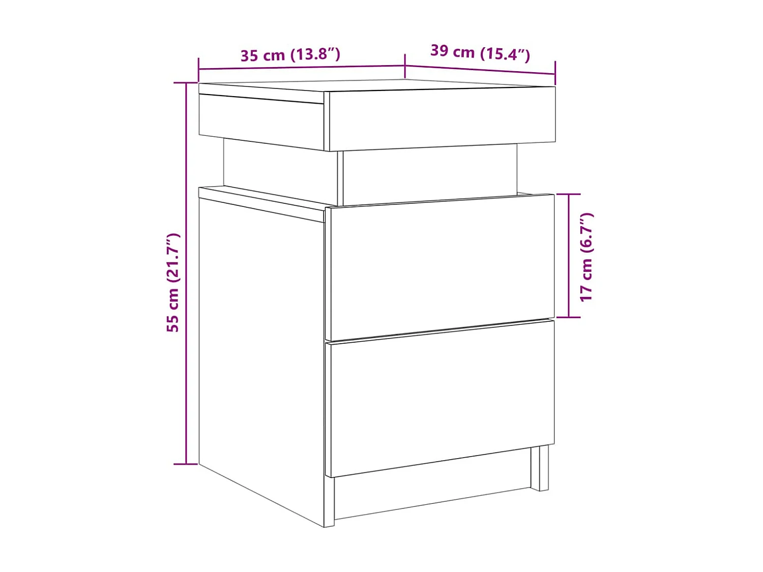 Table de chevet et LED vieux bois 35x39x55 cm bois d'ingénierie