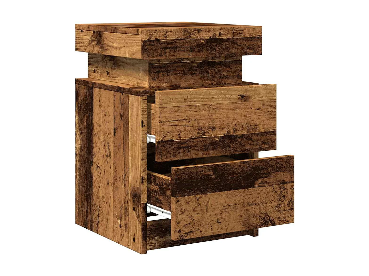 Table de chevet et LED vieux bois 35x39x55 cm bois d'ingénierie