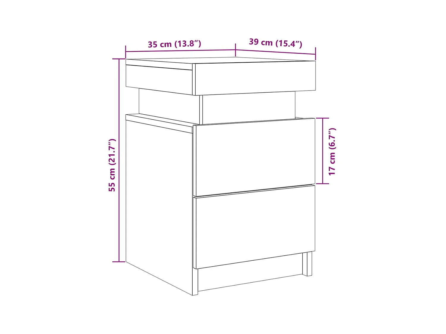 Table de chevet et LED vieux bois 35x39x55 cm bois d'ingénierie