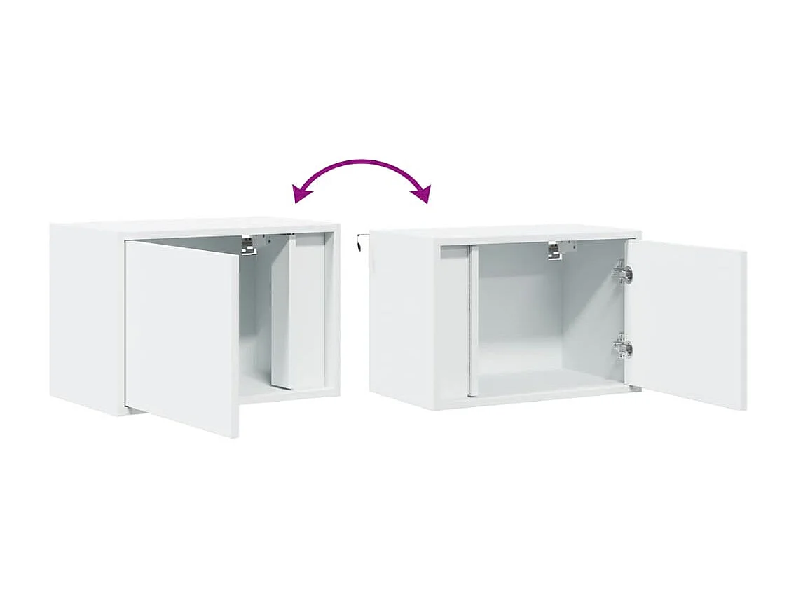 Table de chevet murale avec lumières LED blanc