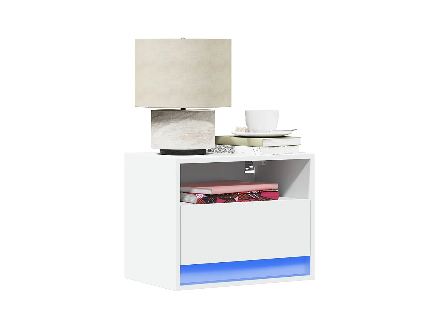 Comodino a Parete con Luci LED Bianco