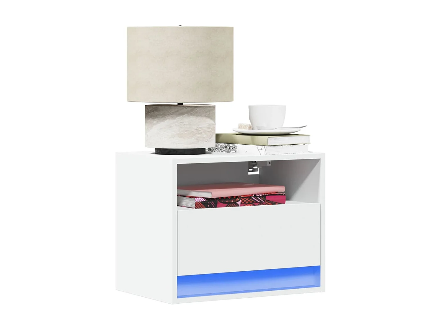Mesa de cabeceira de parede com luzes LED branco