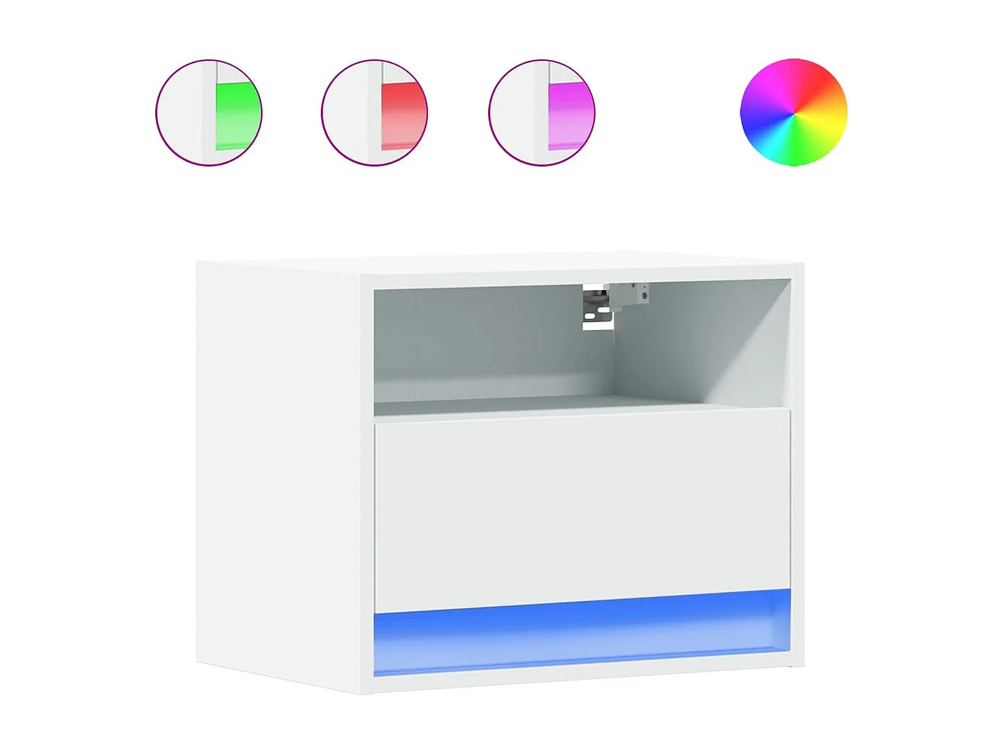 Mesa de cabeceira de parede com luzes LED branco