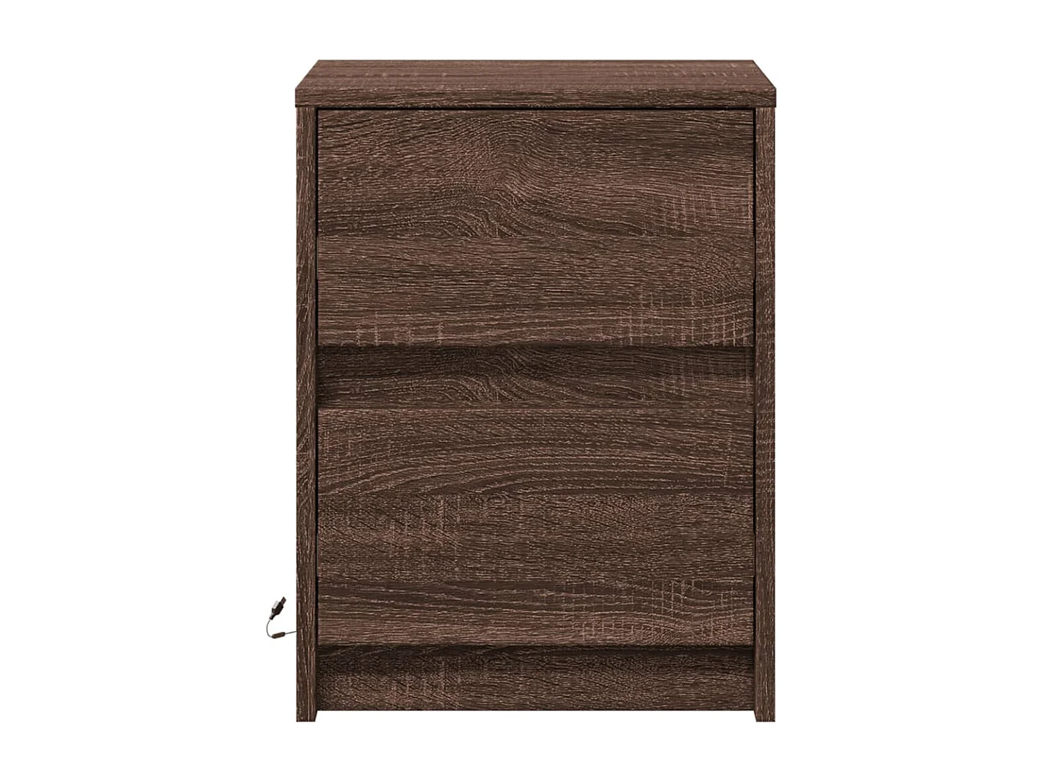 Armoires de chevet et lumières LED 2 pcs chêne marron