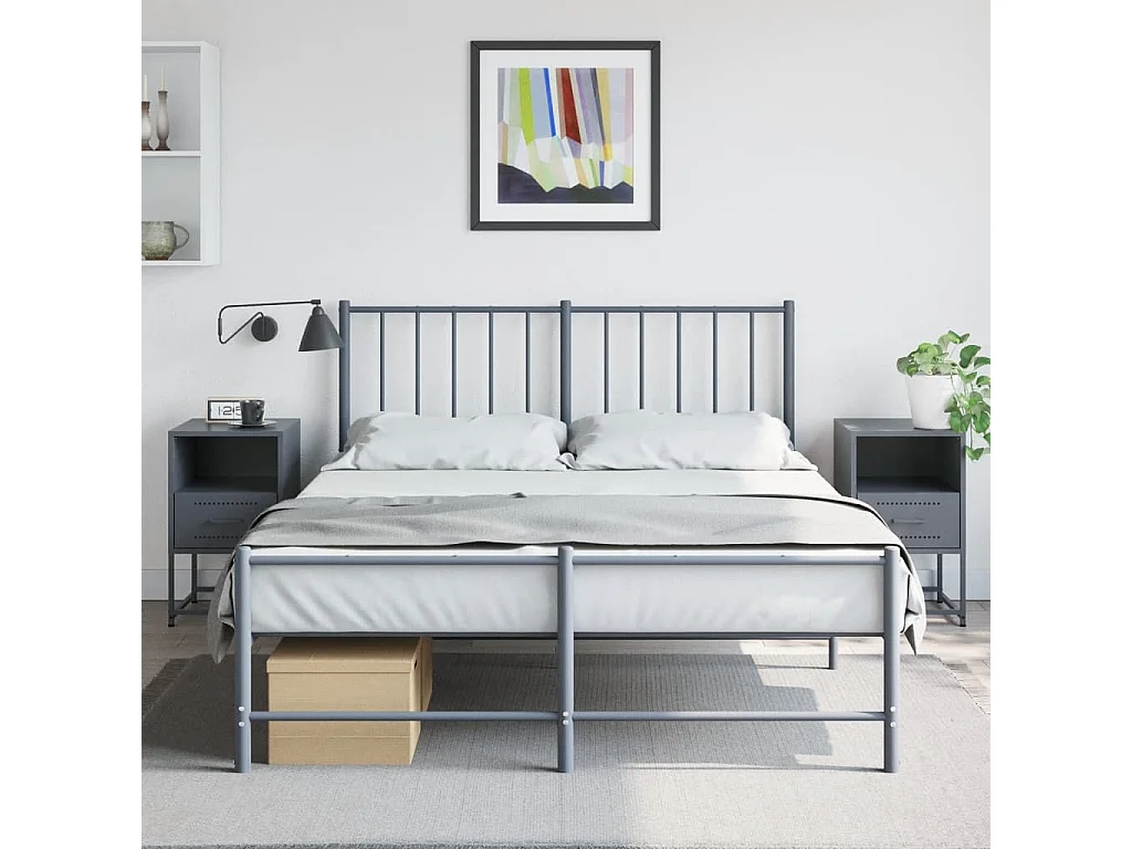 Nachtkastjes 2 st 36x39x60,5 cm staal antracietkleurig