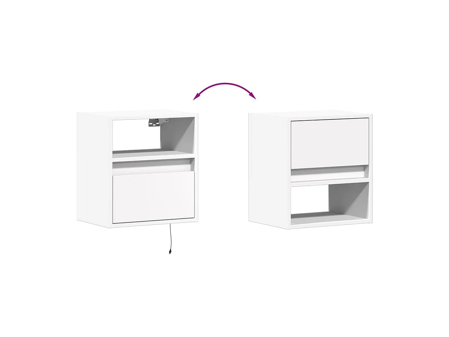 Tables de chevet murales avec lumières LED 2 pcs blanc