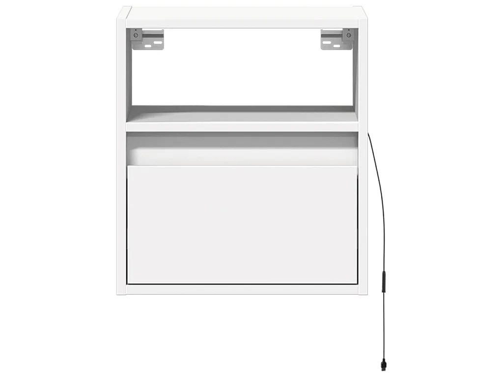 Tables de chevet murales avec lumières LED 2 pcs blanc