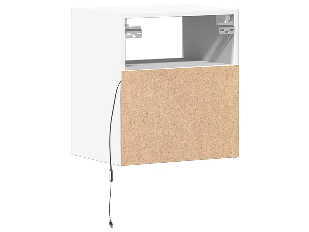 Tables de chevet murales avec lumières LED 2 pcs blanc