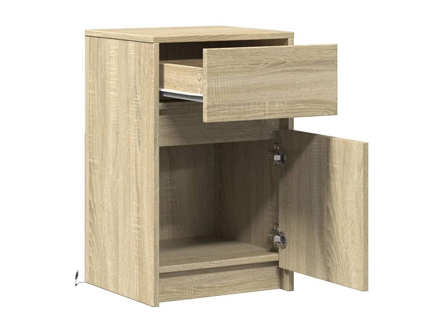 Armoires de chevet et lumières LED 2 pcs chêne sonoma