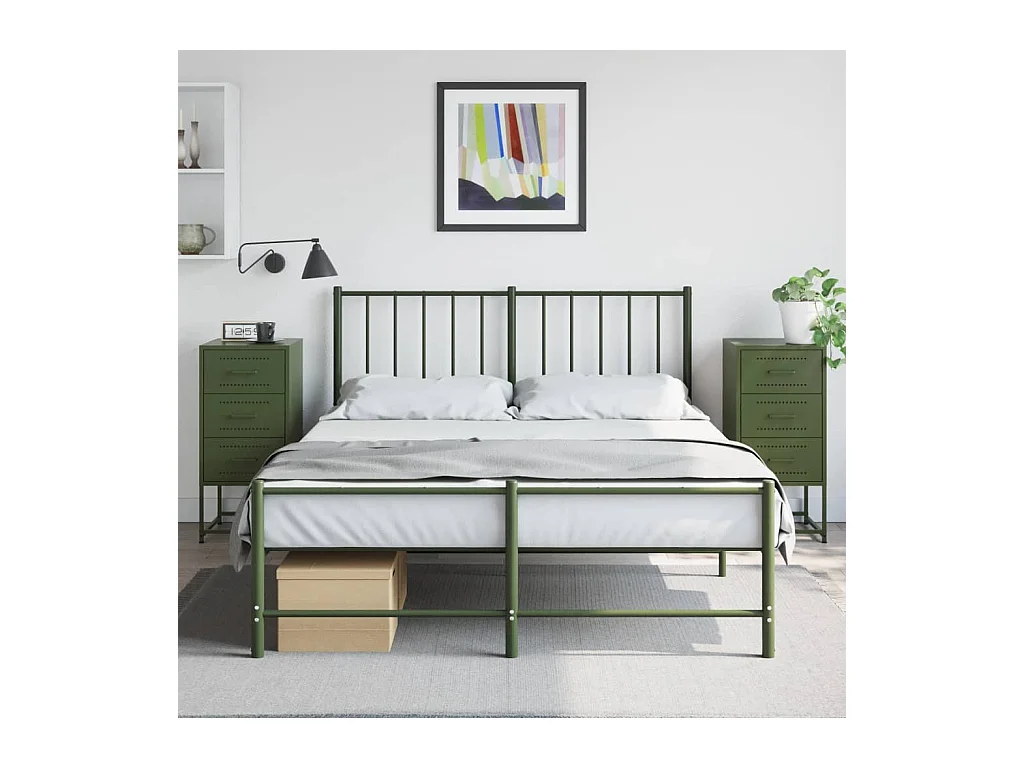 Tables de chevet 2 pcs vert olive 36x39x78 cm acier