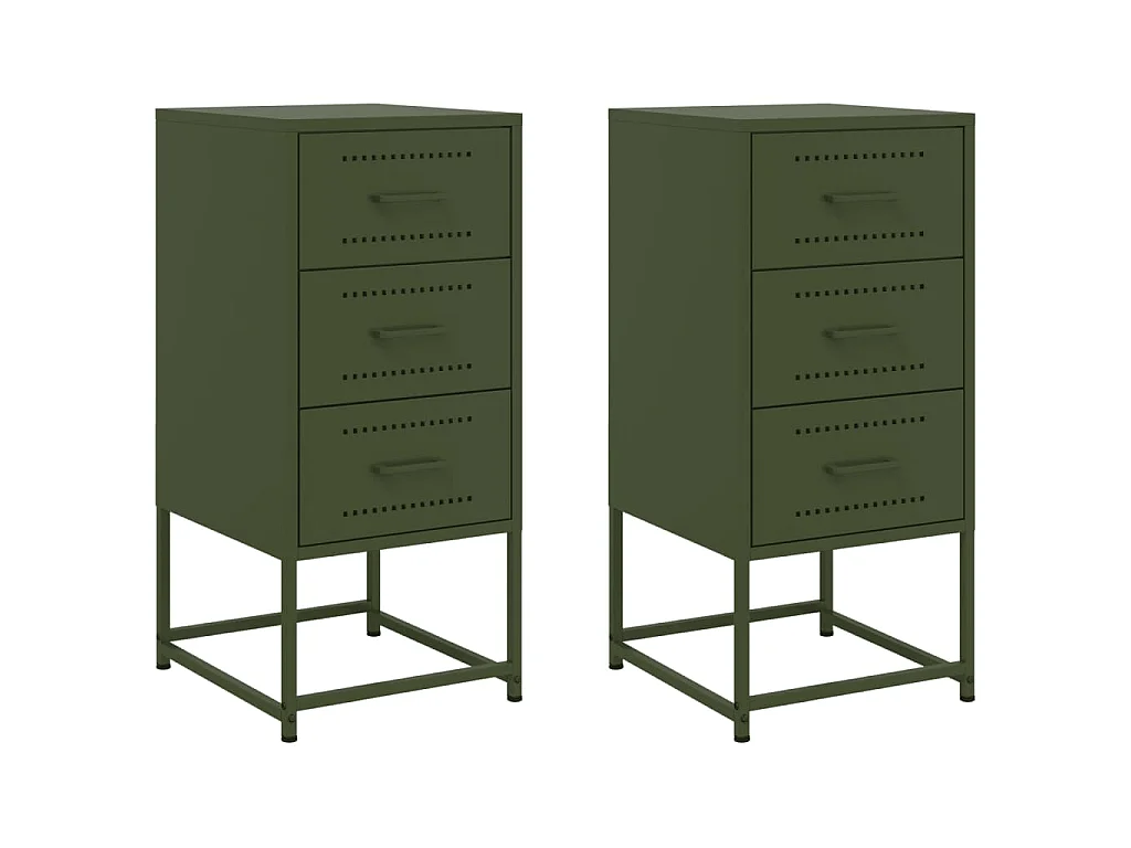Nachttische 2 Stk. Olivgrün 36x39x78 cm Stahl