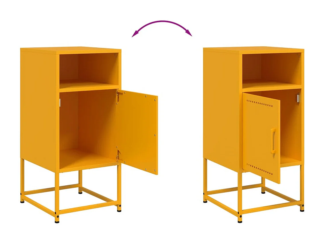 Tables de chevet 2 pcs jaune moutarde 36x39x78 cm acier