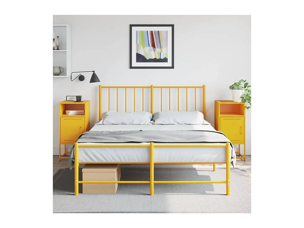 Comodini 2 pz Giallo Senape 36x39x78 cm in Acciaio