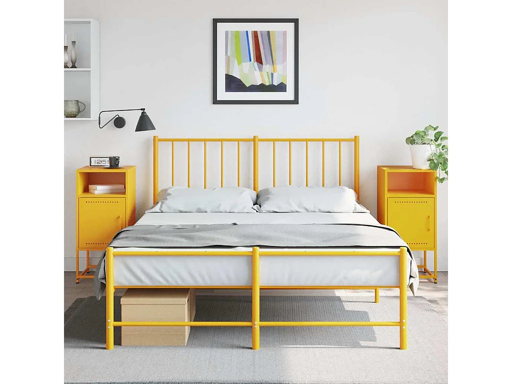 Nachttische 2 Stk. Senfgelb 36x39x78 cm Stahl