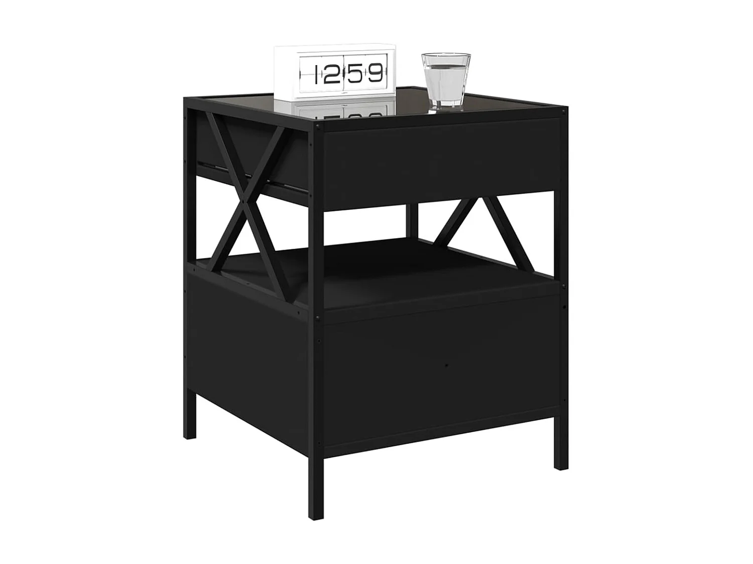Tavolino da Salotto con LED Nero 40x40x30 cm