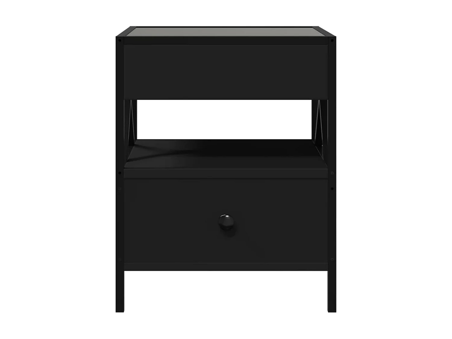 Tavolino da Salotto con LED Nero 40x40x30 cm