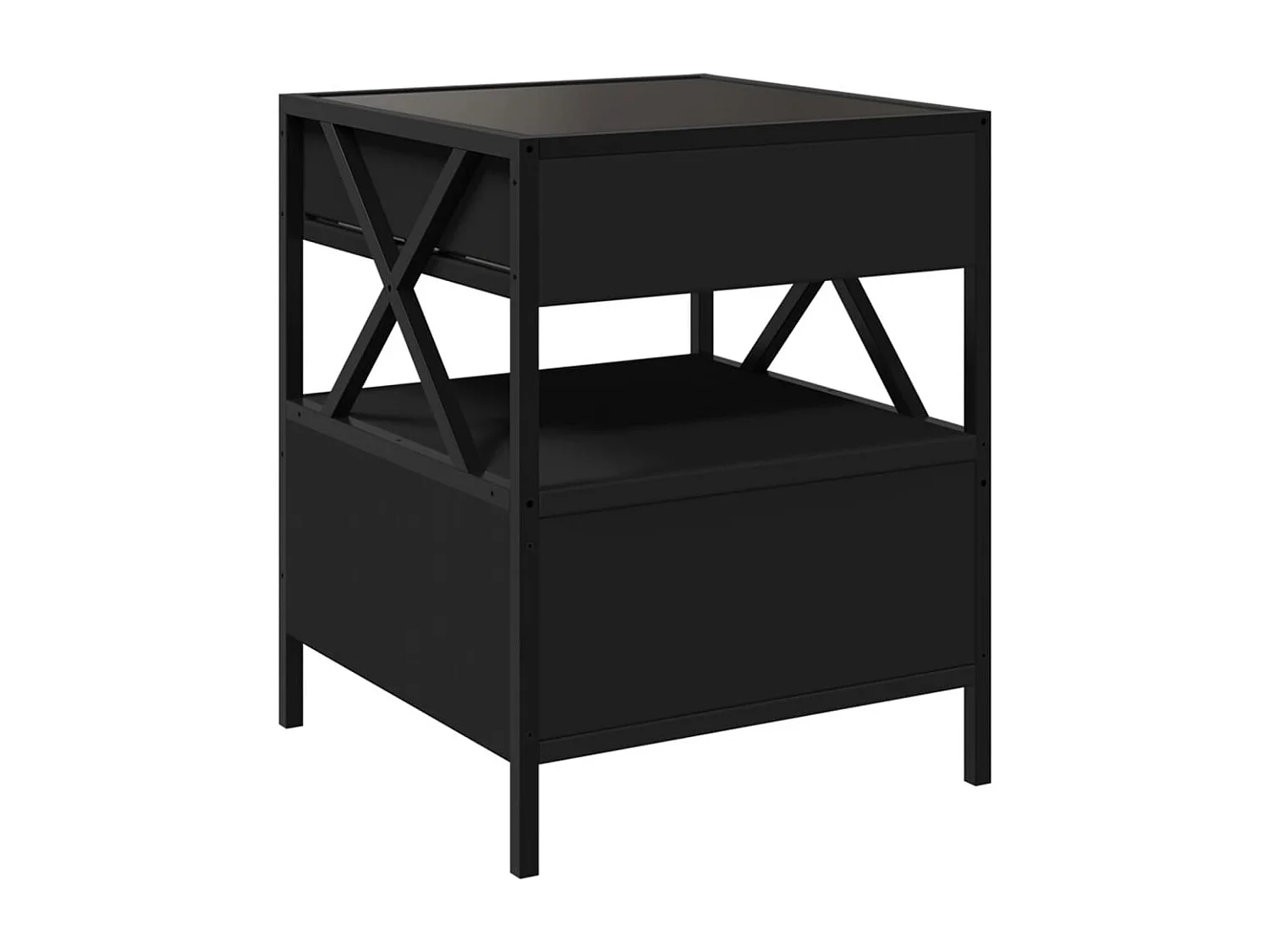 Tavolino da Salotto con LED Nero 40x40x30 cm